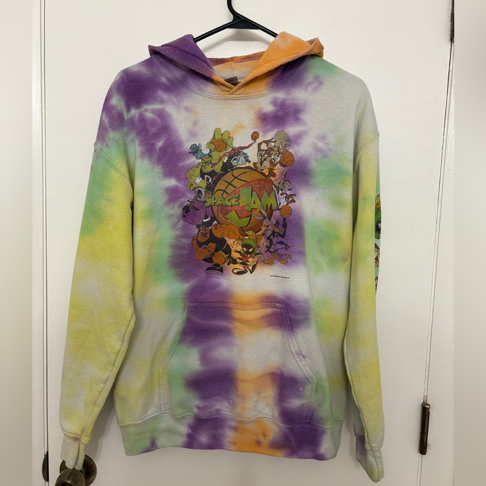Gildan Space Jam Looney Tunes Tie Dye Hoodie Pullover Unisex Size Medium